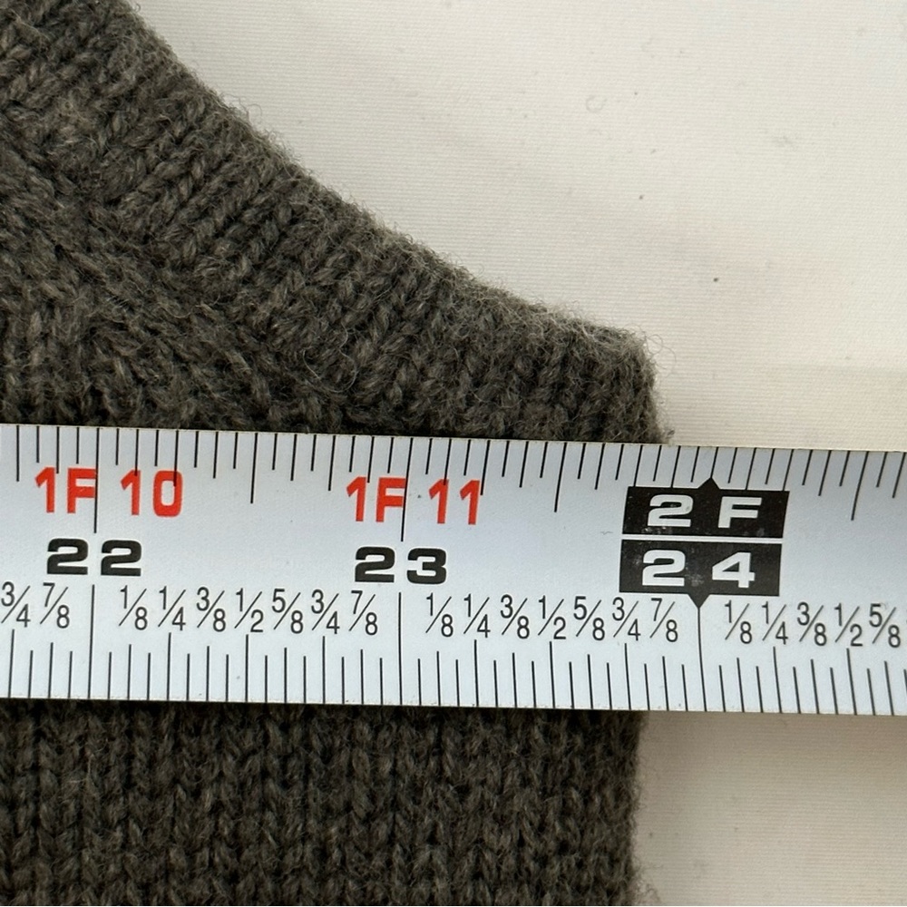 VTG L.L Bean Lambswool Blend Men's Olive Zip Up Sweater Vest Fleece Lined Sz L - Picture 10 of 11